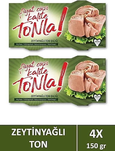 Kalite Tonla Zeytin Yağlı Ton Balığı 2x150 Gr X2 Adet