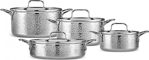 Karaca 3 Ply Powersteel Enzo 8 Parça İndüksiyon Tabanlı Çelik Tencere Seti