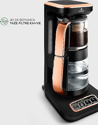 Karaca Çaysever Robotea Pro 4in1 2500 W Black Copper Konuşan Cam Çay Makinesi