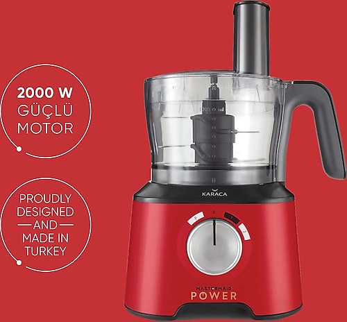 Karaca Mastermaid Power Essential 2000 W Mutfak Robotu Kırmızı