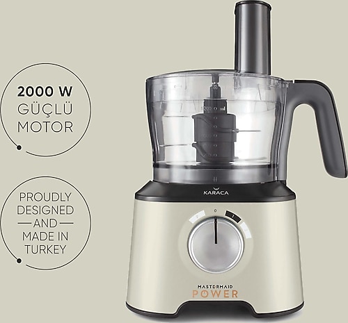 Karaca Mastermaid Power Essential 2000 W Mutfak Robotu Krem