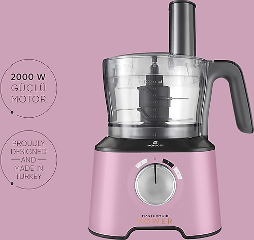 Karaca Mastermaid Power Essential 2000 W Mutfak Robotu Pembe