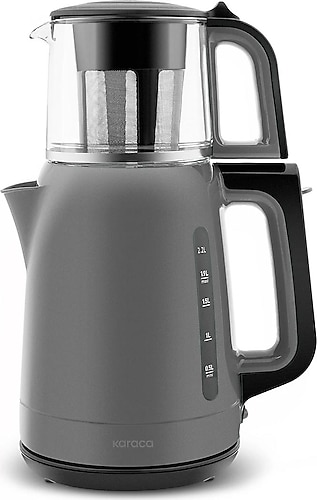 Karaca Mega Tea 1501 Space Gray 1500 W Cam Demlikli Çay Makinesi