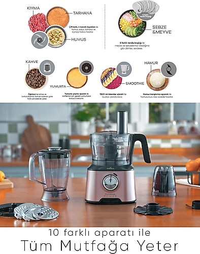 Karaca Premium Mutfak Gıda Hazırlama Seti Mutfak Robotu, Blender Seti 2000W Ultra Güçlü Tüm Mutfağa Yeter!