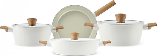 Karaca Swiss Crystal Almond Cream İndüksiyon Tabanlı 7 Parça Tencere Seti
