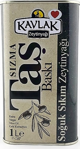 Kavlak Taş Baskı Soğuk Sıkım Zeytinyağı 1 lt Teneke