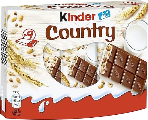 Kinder Country Sütlü ve Yulaflı Çikolata 9x23.5 gr