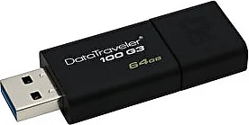 Kingston 64 GB DataTraveler 100 G3 DT100G3-64 USB Bellek