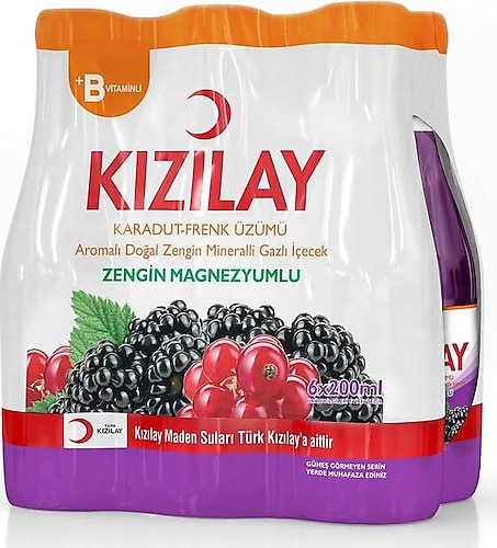 Kızılay Karadut Frenk Üzümü Aromalı Maden Suyu 6x200 ml