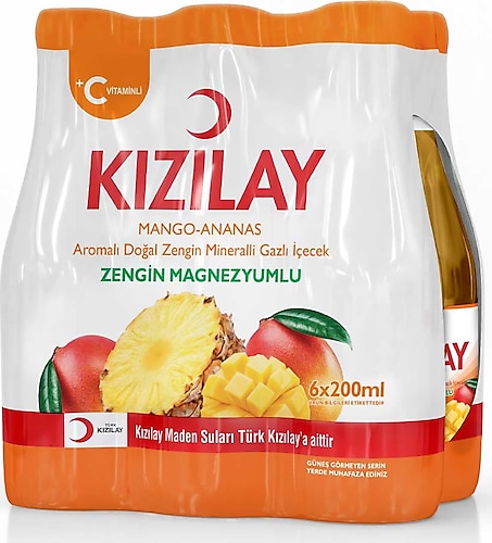 Kızılay Mango Ananas Aromalı Maden Suyu 6x200 ml
