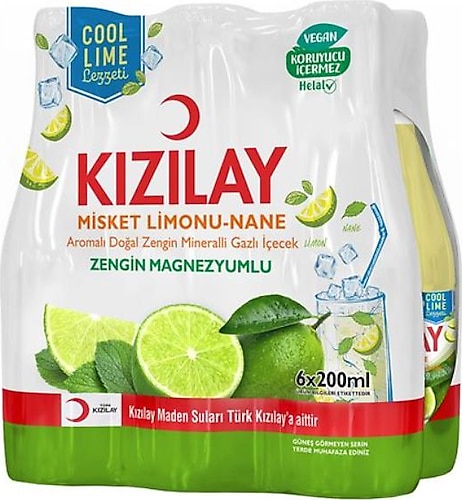 Kızılay Misket Limonlu ve Nane Aromalı Maden Suyu 6x200 ml