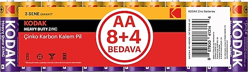 Kodak Heavy Duty 12'li Çinko Karbon AA Kalem Pil