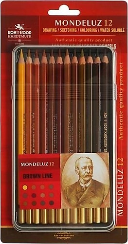 Koh-I-Noor 3822 Polycolor Metal Kutu Kahve Tonlar 12'li Kuru Boya Seti