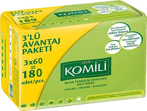 Komili 60 Yaprak 3'lü Paket Islak Mendil