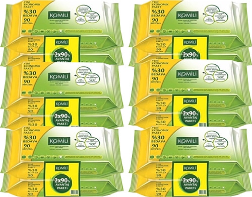 Komili 90 Yaprak 12'li Paket Islak Mendil