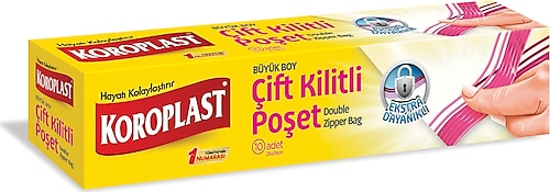 Koroplast Büyük Boy Çift Kilitli Buzdolabı Poşeti 10'lu