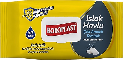 Koroplast Çok Amaçlı Beyaz Sabun 100'lü Islak Havlu