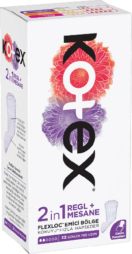 Kotex 2 in 1 Regl + Uzun Günlük Mesane Pedi 22'li