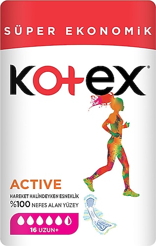Kotex Active Uzun 16'lı Süper Ekonomik Hijyenik Ped