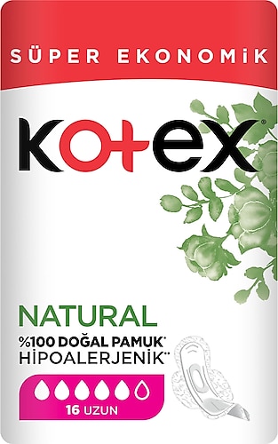 Kotex Natural Hipoalerjenik Hijyenik Ped Uzun 16'lı