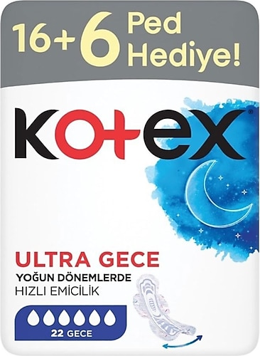 Kotex Ultra Gece Hijyenik Ped 22'li