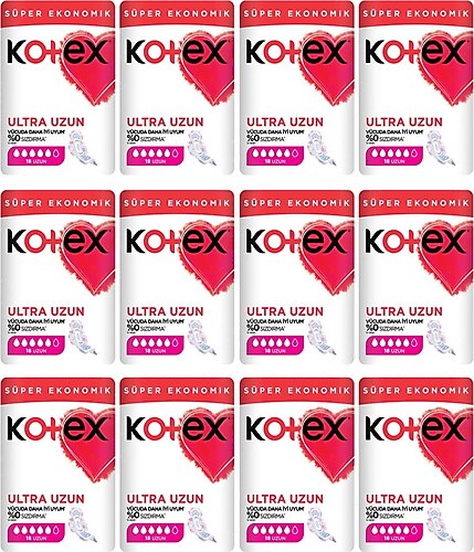 Kotex Ultra Süper Ekonomik Paket Uzun 18'li X 12 Paket