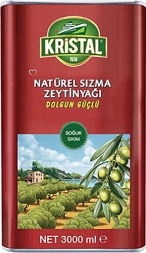 Kristal Dolgun Güçlü Natürel Sızma Zeytinyağı 3 lt