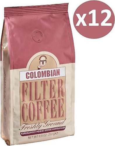 Kurukahveci Mehmet Efendi Colombian Öğütülmüş Filtre Kahve 250 gr 12'li