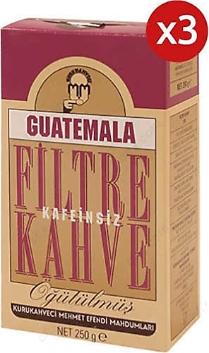 Kurukahveci Mehmet Efendi Guatemala Kafeinsiz Filtre Kahve 250 gr 3'lü