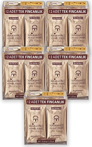 Kurukahveci Mehmet Efendi Tek Fincanlık Türk Kahvesi 12x6 gr 5'li