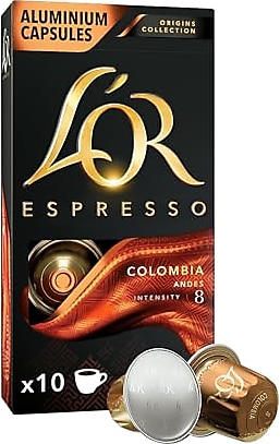 L'OR - Espresso Kahve - Colombia - Origins Collection - Yoğunluk 8 - Turunçgil Notaları - 1 Paket x 10 Alüminyum Kapsül
