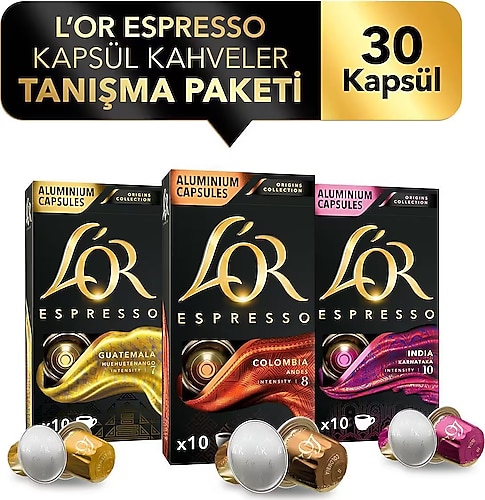 L'OR Espresso Origin Tanışma Paketi Nespresso Uyumlu Alüminyum Kapsül Kahve (10 x 3 paket)