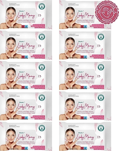 LADY MARY FASHİON Lady Mary Makyaj Temizleme Mendili Hipoalerjenik 25'li X 10 Adet - PARABEN İÇERMEZ