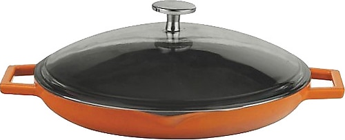 Lava Yuvarlak Metal Kulplu Cam Kapaklı 30 cm Kızartma Tavası