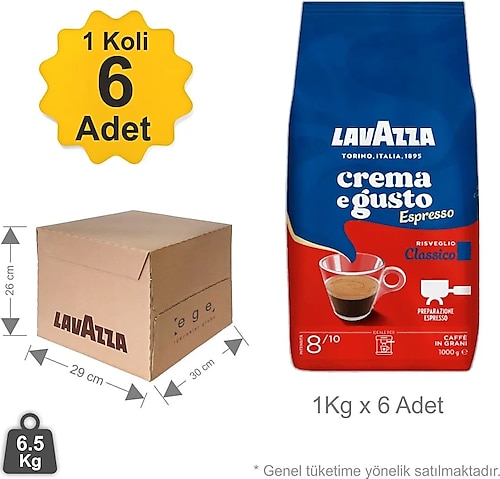 LavAzza Crema E Gusto Çekirdek Kahve - 1 Koli - 1kg X 6 Adet