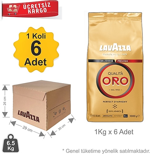 Lavazza Qualita Oro Çekirdek Kahve - 1 Koli 6 x 1 KG