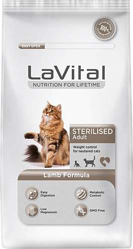 LaVital Kuzu Etli 12 kg Kısırlaştırılmış Yetişkin Kedi Maması