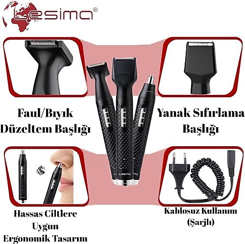 Lesima Ls-100 3 IN 1 Burun Yanak Kulak Tıraş Makinesi