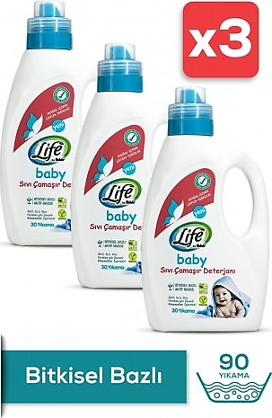 Life By Fakir Baby Bitkisel 30 Yıkama Sıvı Çamaşır Deterjanı 1500 ml 3 Adet