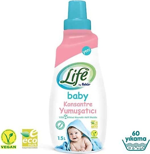 Life By Fakir Baby Bitkisel Konsantre 60 Yıkama Yumuşatıcı 1500 ml