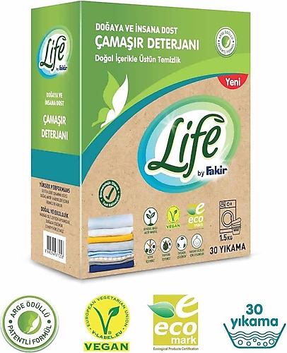 Life By Fakir Doğal Ekolojik 1.5 kg 30 Yıkama Çamaşır Toz Deterjanı