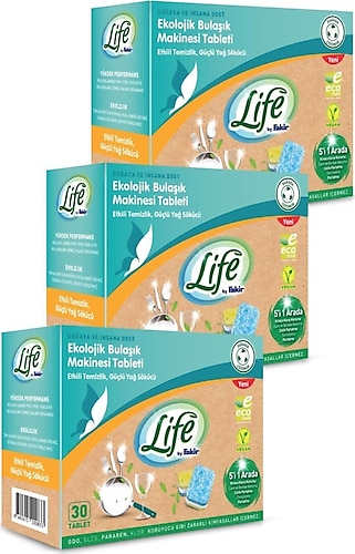 Life By Fakir Ekolojik Bulaşık Makinesi Tableti 30'lu 3 Adet