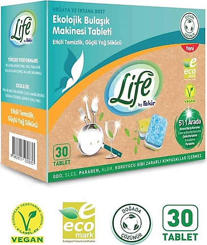 Life By Fakir Ekolojik Bulaşık Makinesi Tableti 30'lu
