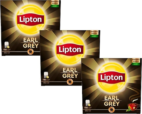 Lipton Earl Grey 2 gr 100'lü 3 Adet Bergamotlu Bardak Poşet Çay