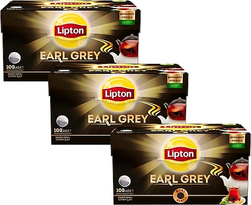 Lipton Earl Grey 3.2 gr 100'lü 3 Adet Bergamotlu Demlik Poşet Çay