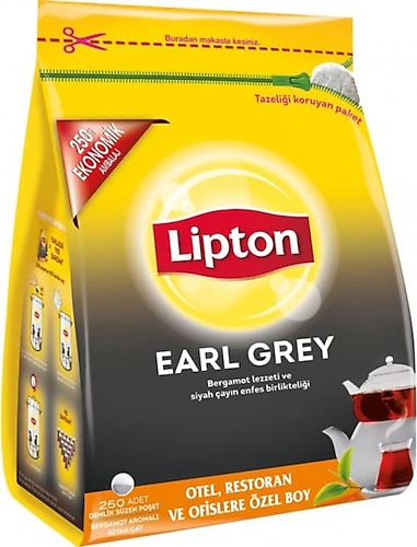 Lipton Earl Grey 3.2 gr 250'li 4 Adet Bergamotlu Demlik Poşet Çay