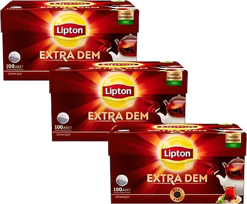 Lipton Extra Dem 100 Adet 3'lü Paket Demlik Poşet Çay