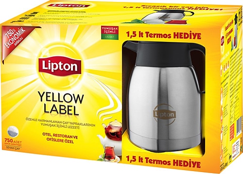Lipton Yellow Label 3.2 gr 750'li Demlik Poşet Çay Termos Hediyeli