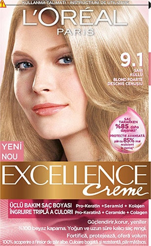 Loreal Excellence Creme 9.1 Sarı Küllü Saç Boyası