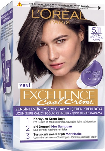 Loreal Paris Excellence Cool Creme 5.11 Ekstra Küllü Açık Kahve Saç Boyası